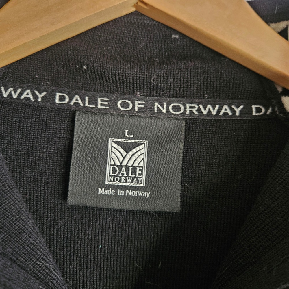 Dale of Norway Wool Quarter Zip Sweater Black Cream Snowflake Nordic Mens Large - Picture 9 of 13